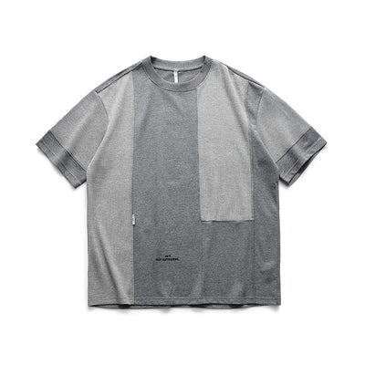 Trendy Contrast Color Stitching Loose Round Neck T-shirt Men