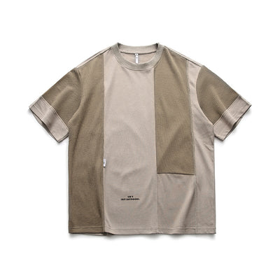 Trendy Contrast Color Stitching Loose Round Neck T-shirt Men