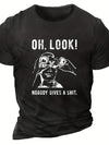 Men's Novelty T-shirt, Oversized Men Holding Telescope Pattern Printed T-shirt, Summer Short Sleeved T-shirt, Suitable For Tall Men, Men's Clothing
