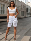 Ladies' Fashionable Distressed Denim Shorts, Super Comfortable Style, Summer Shorts With Frayed Edges And Distressed Hot Pants