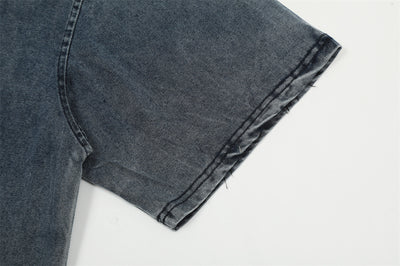 Punk Denim Short-sleeved T-shirt For Men