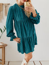2025 New Women's Casual A-Line Long-Sleeve Dress With Butterfly Bow Details And Layered Design - Knee-Length Elegant Dress For Spring And Autumn
