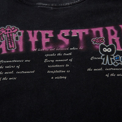 Cartoon Anime Print Distressed T-shirt For Men