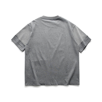 Trendy Contrast Color Stitching Loose Round Neck T-shirt Men