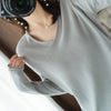 V-neck Long Sleeve Women's Knitwear Top