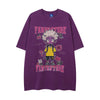 Cartoon Anime Print Distressed T-shirt For Men